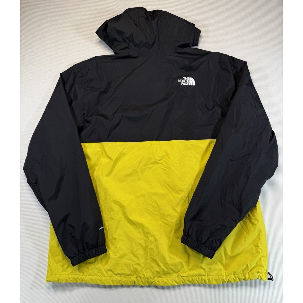 The North Face DryVent Rain Jacket Mens Large Black Yellow Hooded Waterproof - Picture 2 of 7